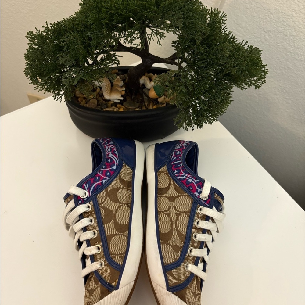Coach Women's Tan and Blue Sneakers - Picture 7 of 7